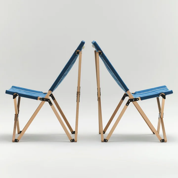 HAY - Outdoor Market Vouwstoel, blauw met beige strepen