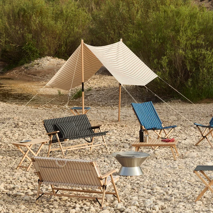 HAY - Outdoor Market Zonnescherm, beige met rode strepen