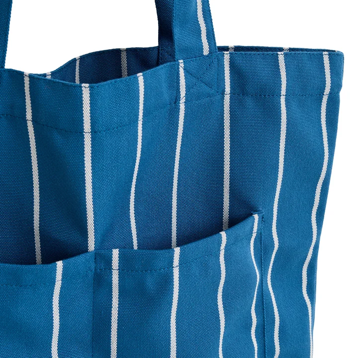 HAY - Outdoor Market Tote Bag M, blauw met beige strepen