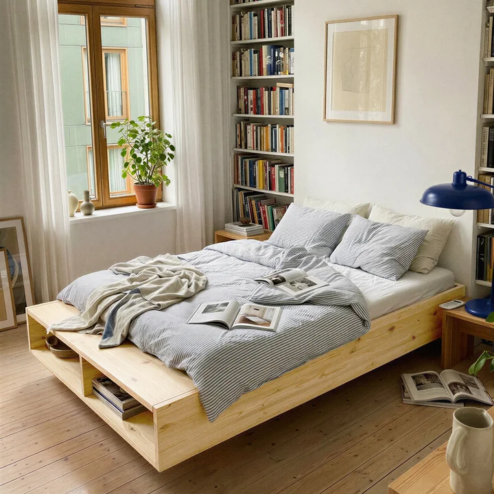 Karup Design - Merge Bed, 120 x 200 cm, natuurlijk grenen, situatie