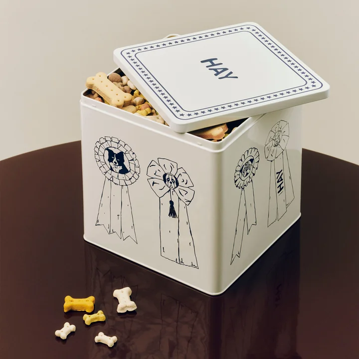 HAY - Hondenvoer voorraadblik L, blauw / wit