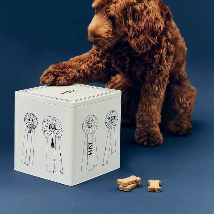 HAY - Hondenvoer voorraadblik L, blauw / wit