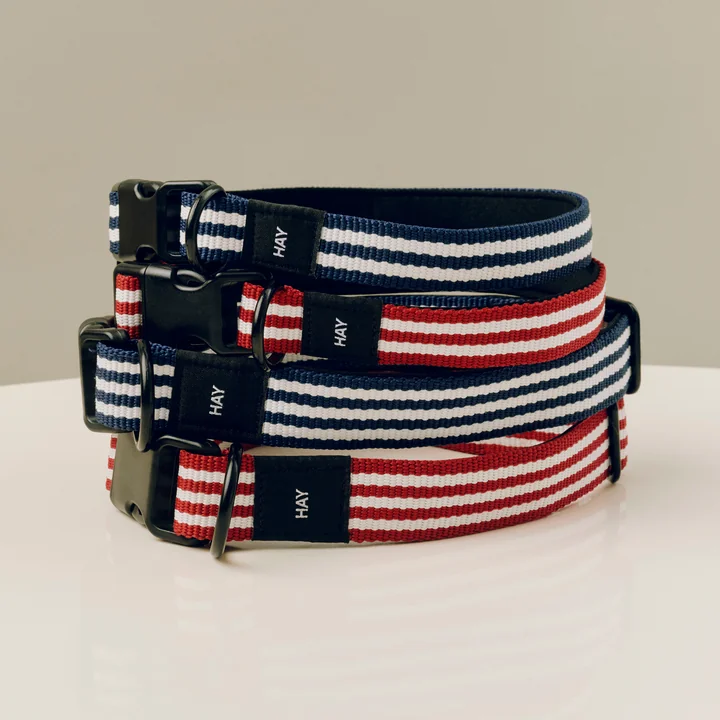 HAY - Dogs Halsband, rood/wit en blauw/wit gestreept