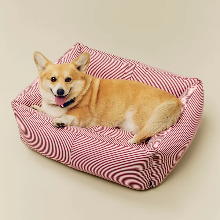 HAY - Hondenbed, Zip, M, rood/wit gestreept