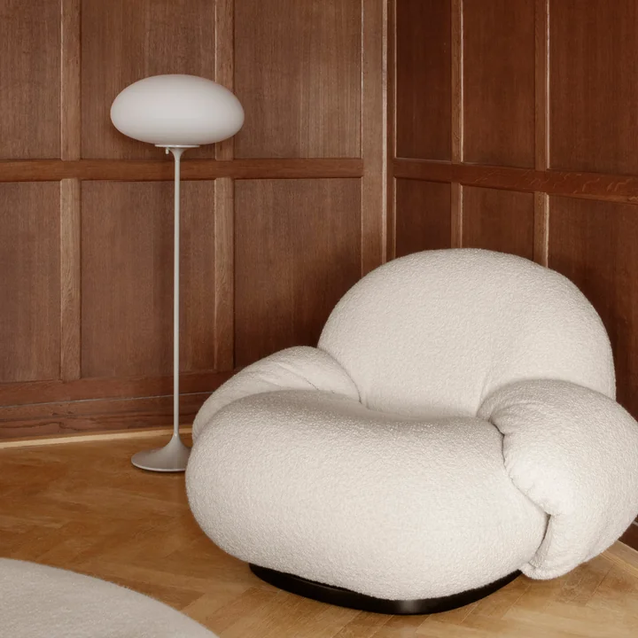 Gubi - Stemlite Vloerlamp H 110 cm, kiezelgrijs / opaal