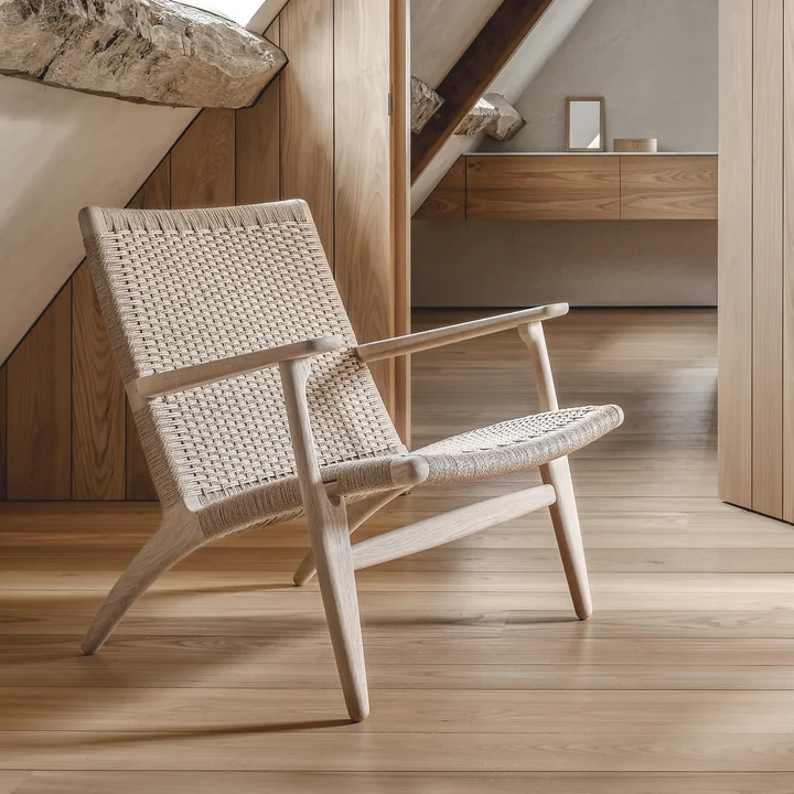 Carl Hansen - CH25 Fauteuil, gezeept eiken / vlechtwerk naturel