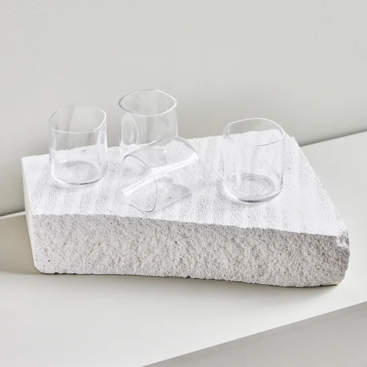 House Doctor - Zand drinkglas, h 9 cm, helder (set van 4)