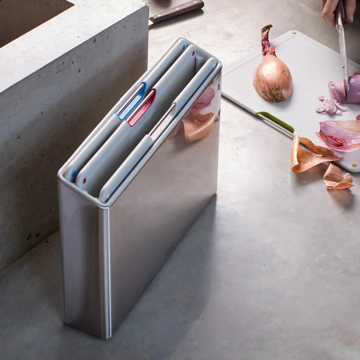 Joseph Joseph - Folio Steel snijplanken, roestvrij staal / licht steen (4 stuks)