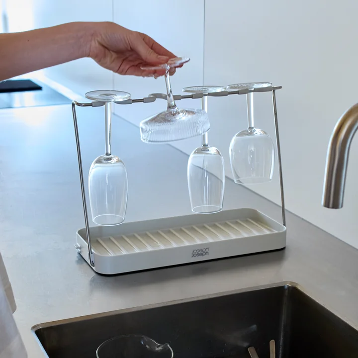 Joseph Joseph - DrySmart Afdruiprek voor wijnglazen, licht steen