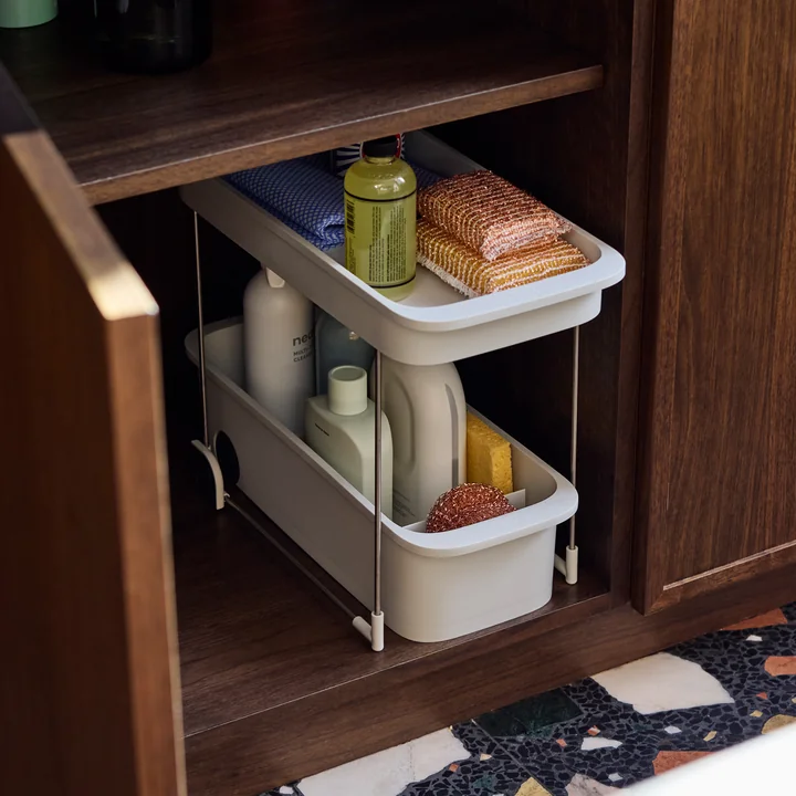 Joseph Joseph - CupboardStore Uitschuifbare schoonmaakkast met wielen, 2-laags, licht steen