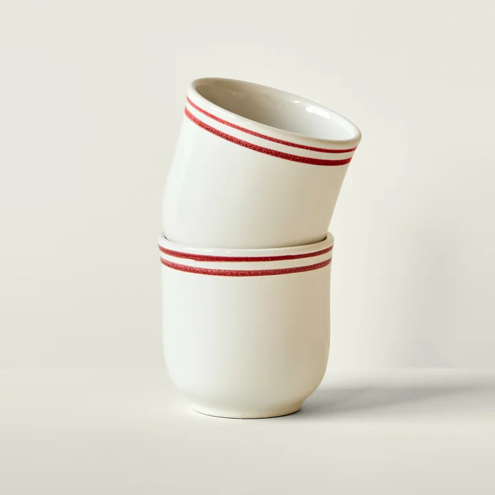 Nicolas Vahé - Bistro Mok, Ø8,5 x H8,5 cm, rood/wit (set van 2)