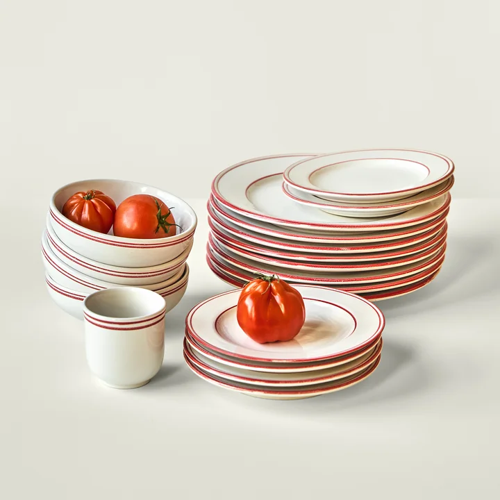 Nicolas Vahé - Bistro Servies, rood/wit