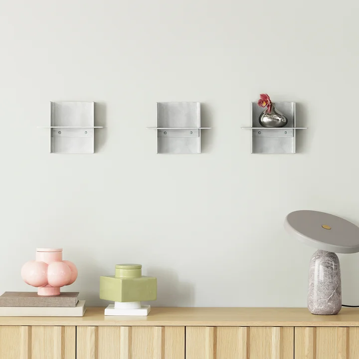 Normann Copenhagen - Alu Wandplank, 25 cm, geborsteld aluminium