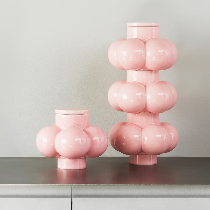 Normann Copenhagen - Deko Object Vaas Bubbles met deksel, zachtroze