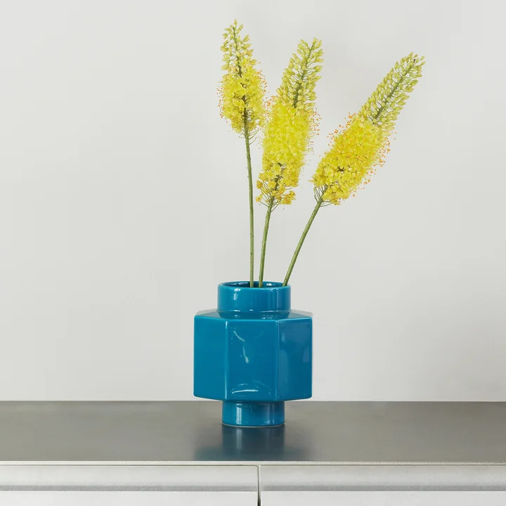 Normann Copenhagen - Deko Object Vaas Zeskant, petrol blauw