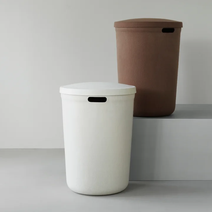 Normann Copenhagen - Hide Wasmand, crème en bruin