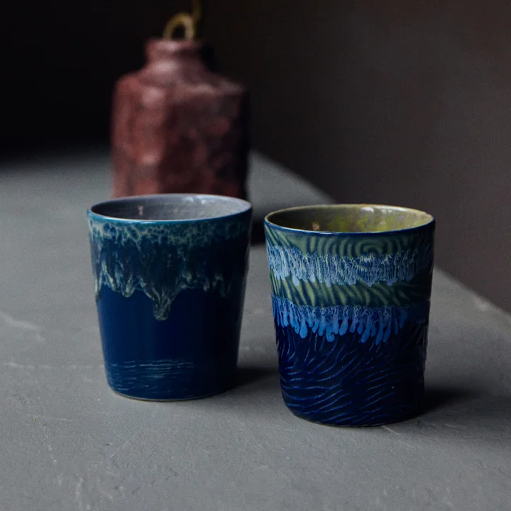 HKliving - 70's Van Gogh koffiemok, 230 ml, sterrennacht (set van 2)