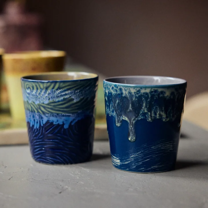 HKliving - 70's Van Gogh koffiemok, 230 ml, sterrennacht (set van 2)