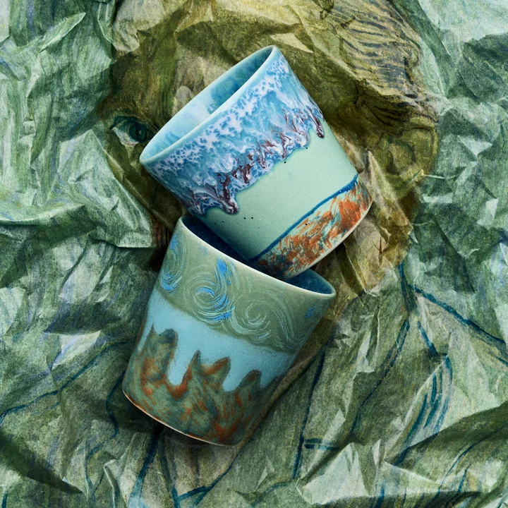 HKliving - 70's Van Gogh koffiemok, 230 ml, zelfportret (set van 2)