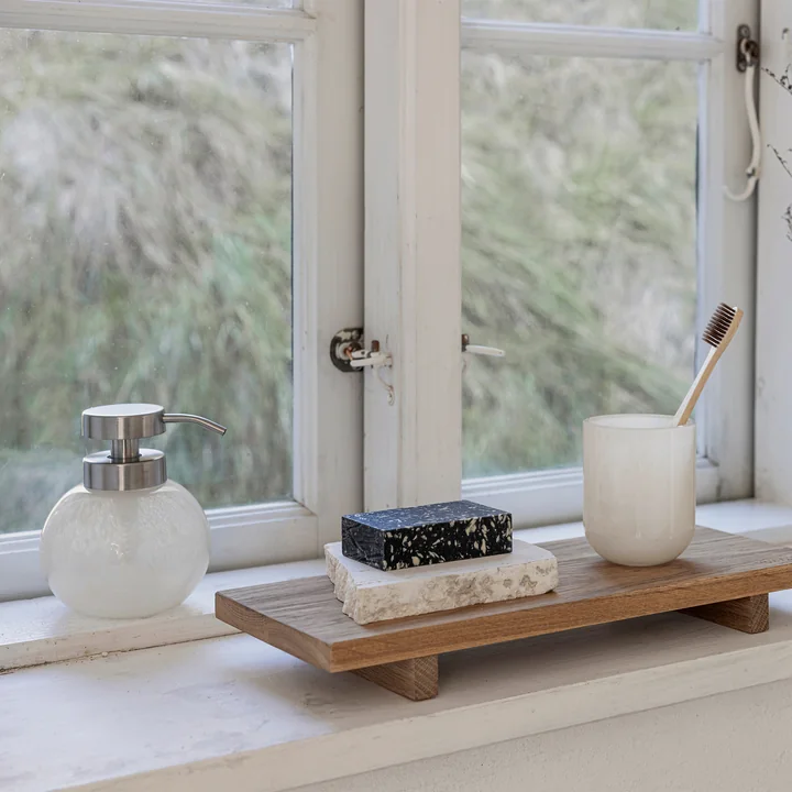 Mette Ditmer - OPAL Zeepdispenser en beker voor tandenborstel, linnen