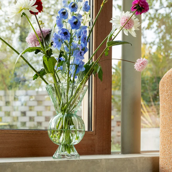 & klevering - Ruitvormige glazen vaas, groen