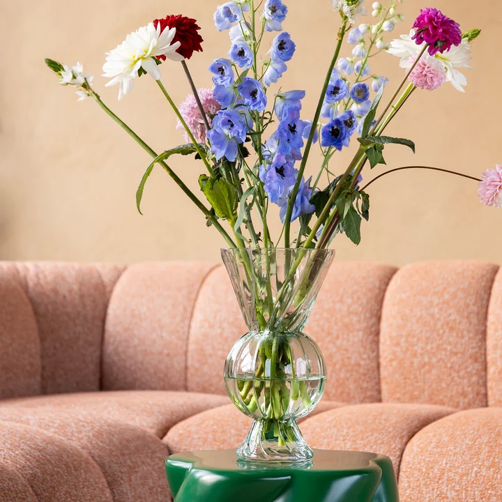 & klevering - Ruitvormige glazen vaas, groen