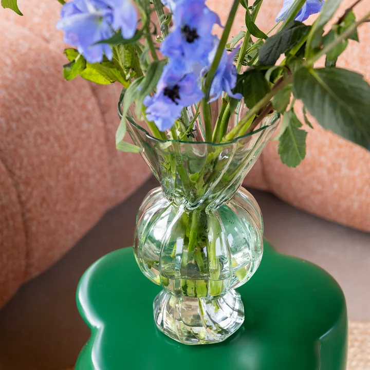 & klevering - Ruitvormige glazen vaas, groen