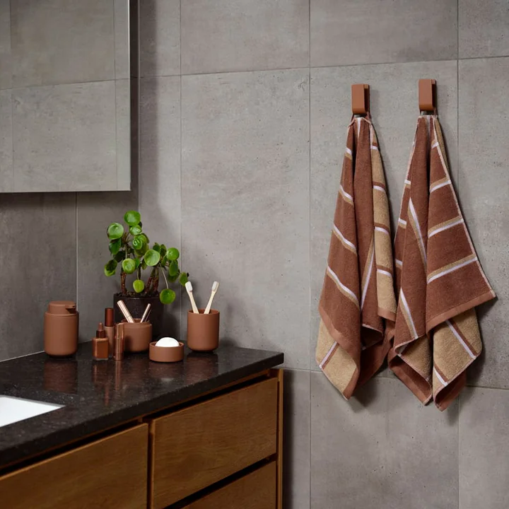 Zone Denmark - Sauna handdoek, 50x100, Terracotta/Camel/Lupine