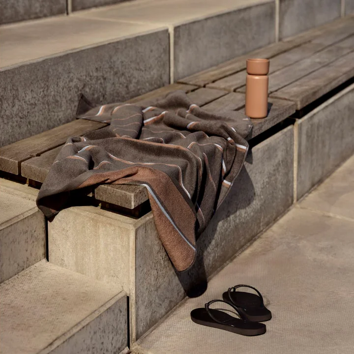 Zone Denmark - Sauna badlaken, 70x140, Taupe/Camel/Sky Blue