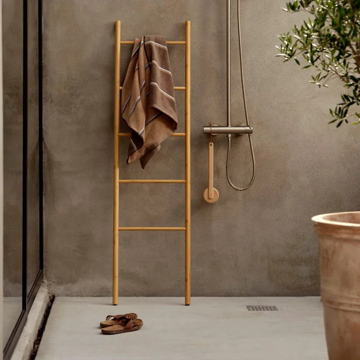 Zone Denmark - Sauna badlaken, 70x140, Taupe/Camel/Sky Blue