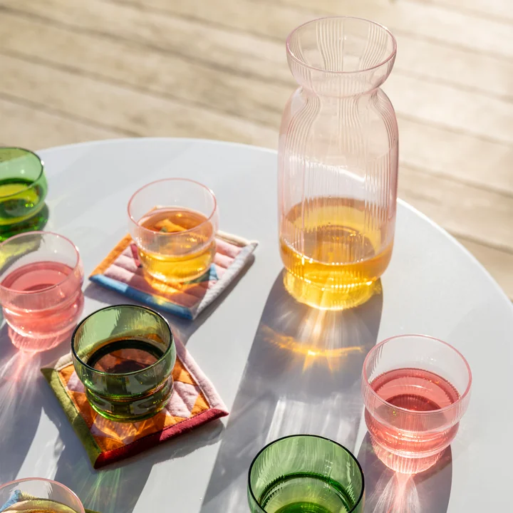 & klevering - Circus karaf 1,3 liter met drinkglas, roze en groen