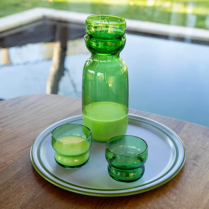 & klevering - Circus Karaf 1,3 L met drinkglas, groen