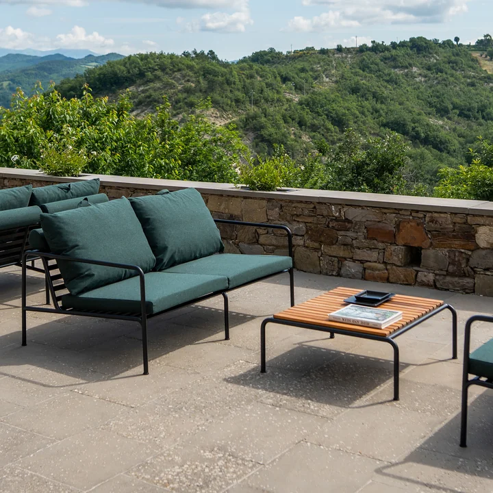 HOUE - AVON Sofa 2-zits, zwart / alpine met AVON tafel, thermo essen / zwart