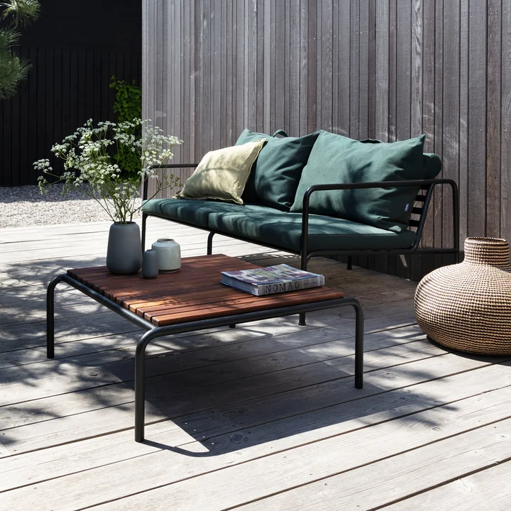 HOUE - AVON Sofa 2-zits, zwart / alpine met AVON tafel, thermo essen / zwart