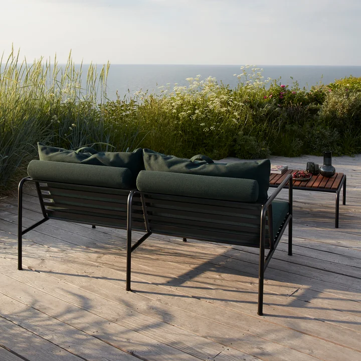 HOUE - AVON Sofa 2-zits, zwart / alpine met AVON tafel, thermo essen / zwart