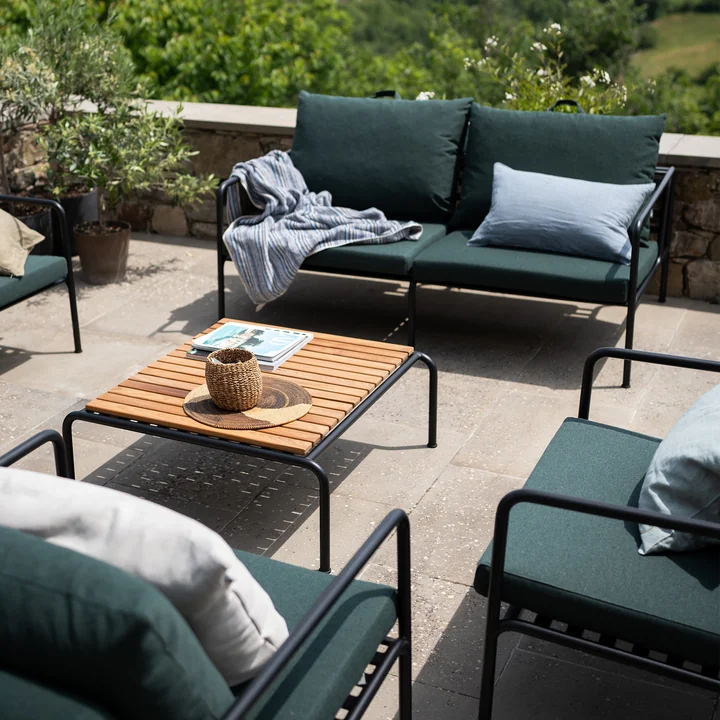 HOUE - AVON Sofa 2-zits, zwart / alpine met AVON tafel, thermo essen / zwart