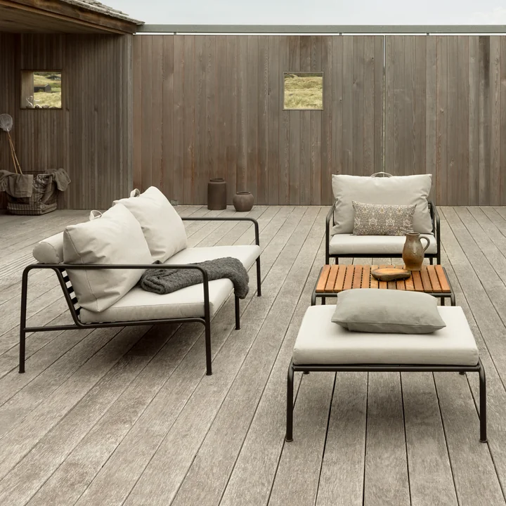 HOUE - AVON Sofa en Ottiman, zwart / houtskool, AVON tafel, thermo essen / zwart