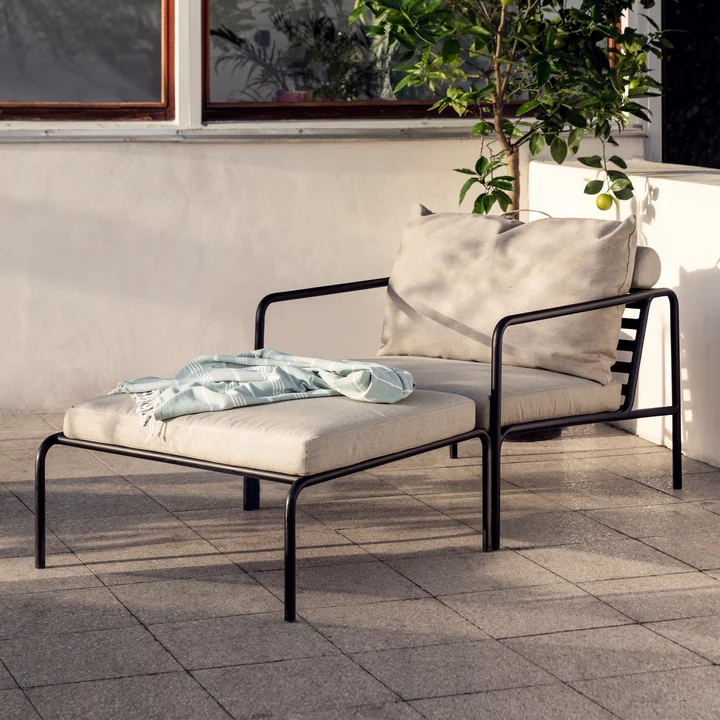 HOUE - AVON Stoel en voetenbank, zwart / essen