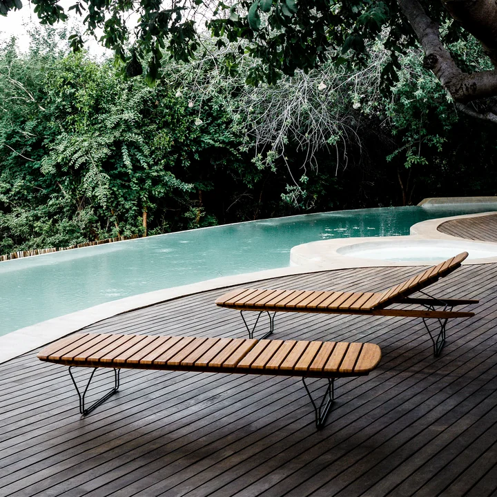 HOUE - MOLO Ligstoel, zwart/bamboe