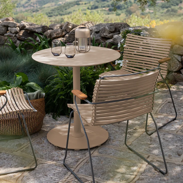 HOUE - Pico Tuintafel, Ø 74 cm, rond frame, beige