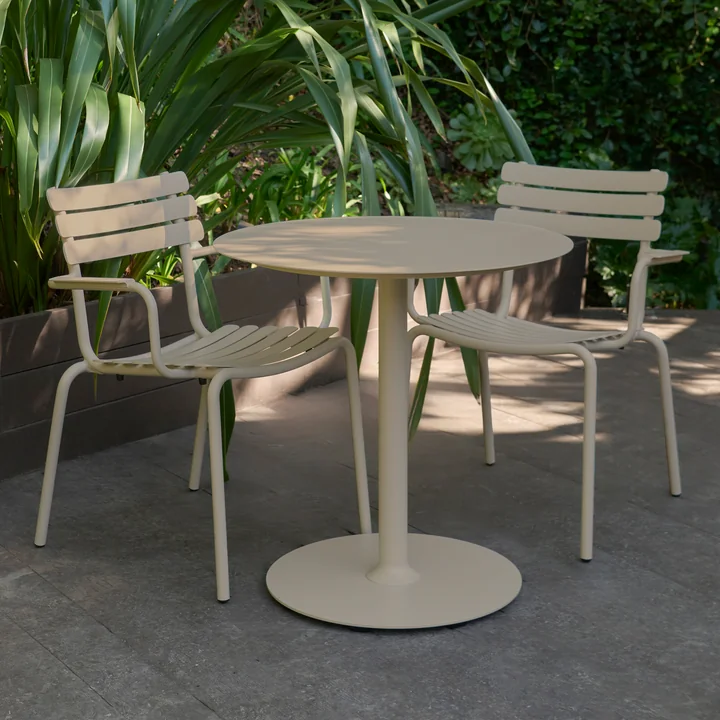 HOUE - Pico Tuintafel, Ø 74 cm, rond frame, beige