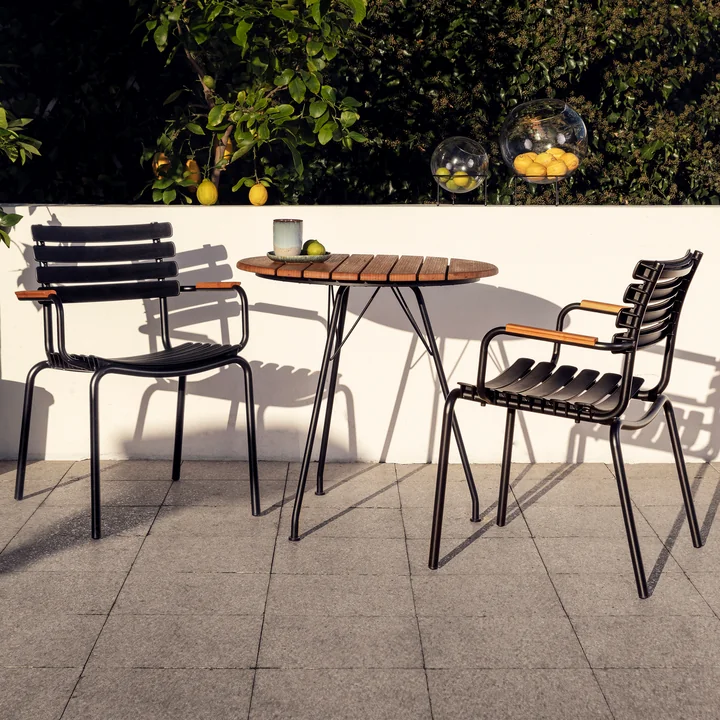 HOUE - ReCLIPS Outdoor Eetkamerstoel, zwart / bamboe