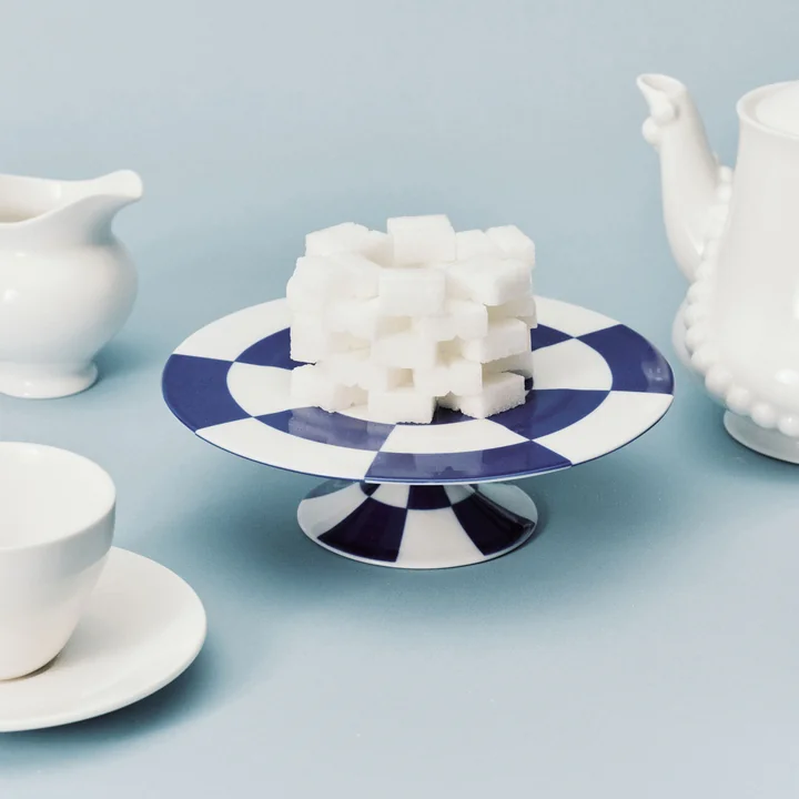 Serax - Fête des Bêtes Cakestandaard, blauw/wit