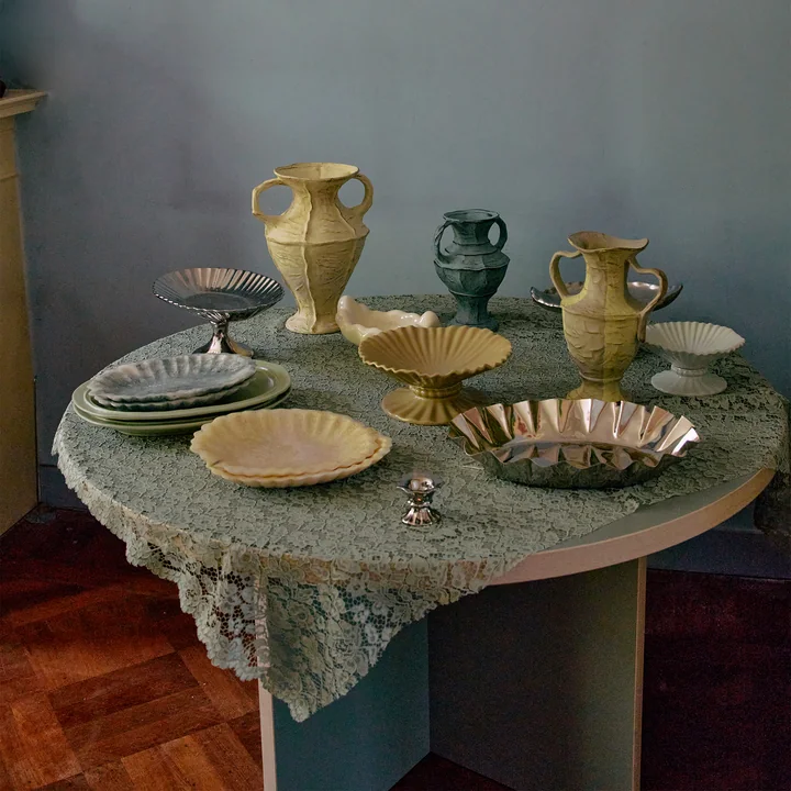 HKliving - Eettafel, Ø 130 cm, lichtblauw