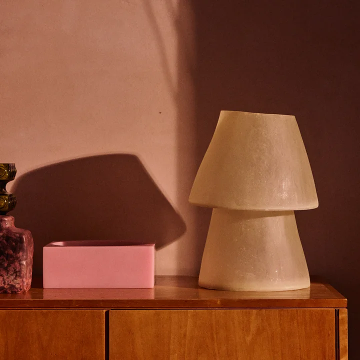 HKliving - Glasvezel tafellamp, H 28 cm, roze