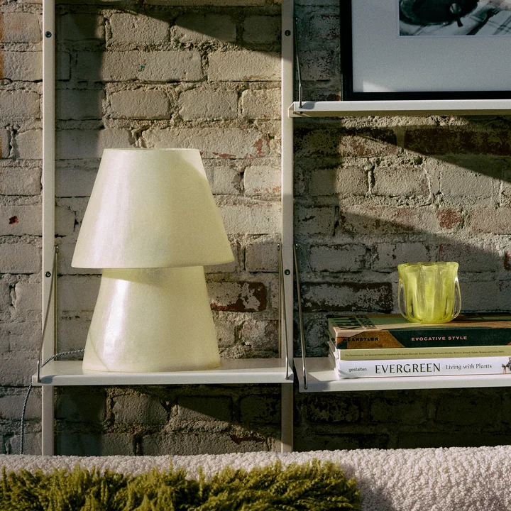 HKliving - Glasvezel tafellamp, H 35 cm, gebroken wit