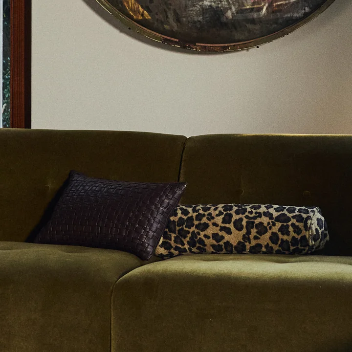 HKliving - Rolkussen, Ø 13 x 50 cm, panter, Woven Kussen