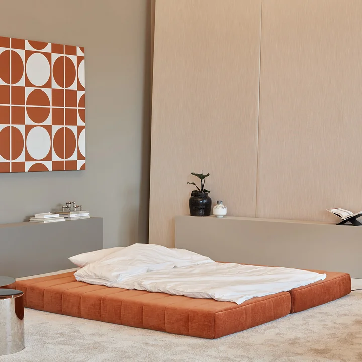 Innovation Living - Cozypad Slaapbank, 2 L-vormige rugkussens, rust orange (stof 412 Esina)