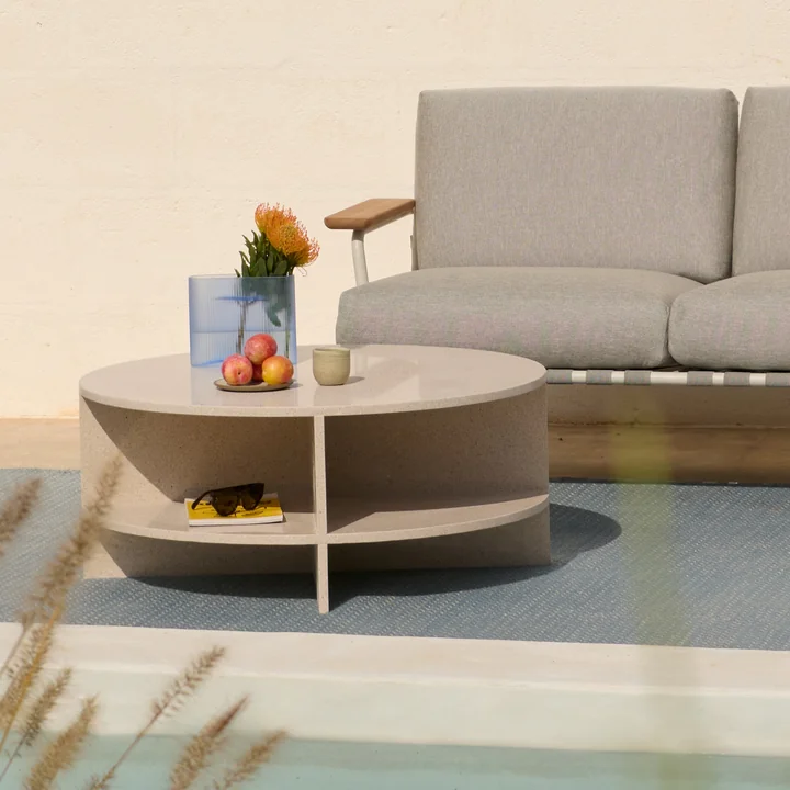 Muuto - Halves Salontafel, licht taupe terrazzo