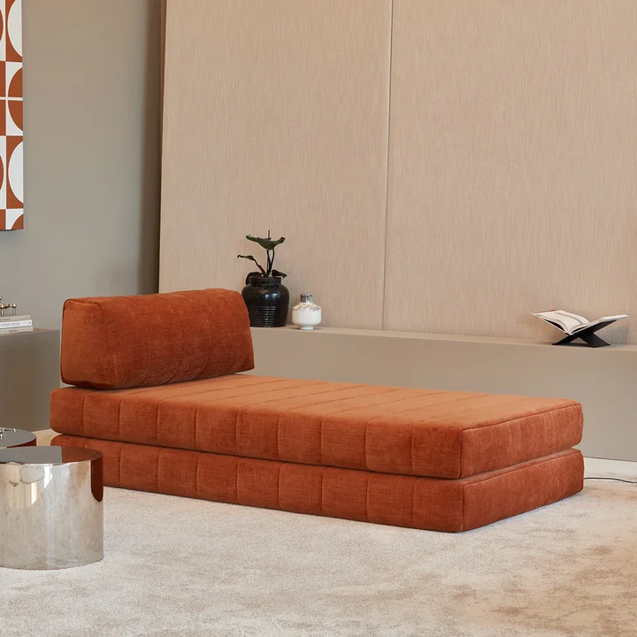 Innovation Living - Cozypad Slaapbank, 2 rechte rugkussens, rust orange (stof 412 Esina)